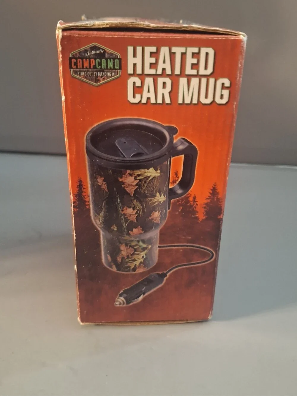 Camp Camo Heated Car Mug is a convenient and stylish
